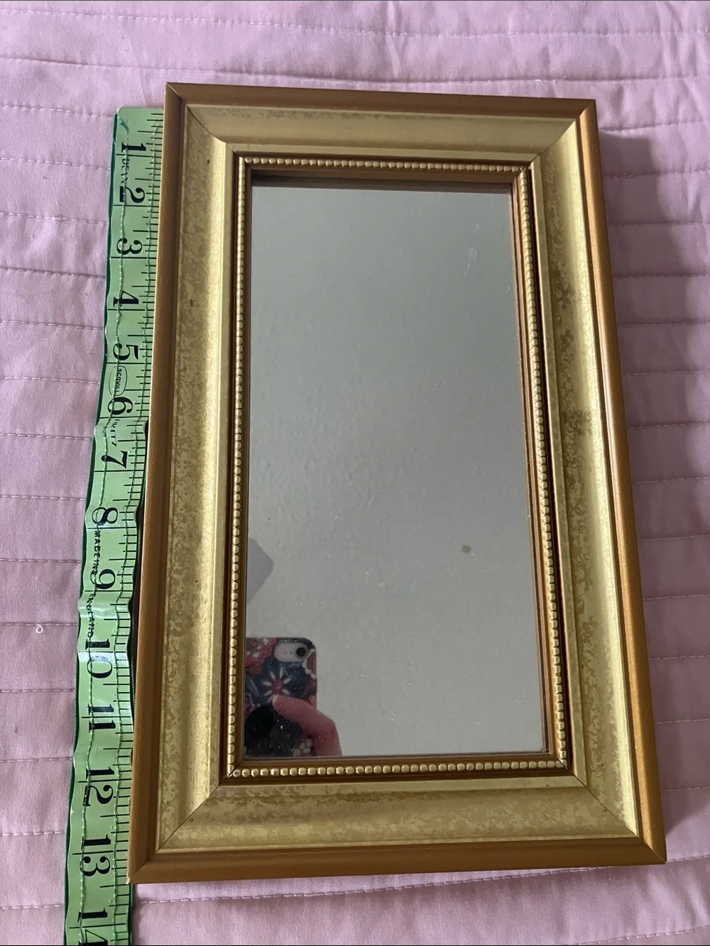 Gold Framed 13” x 8” rectangular wall mirror